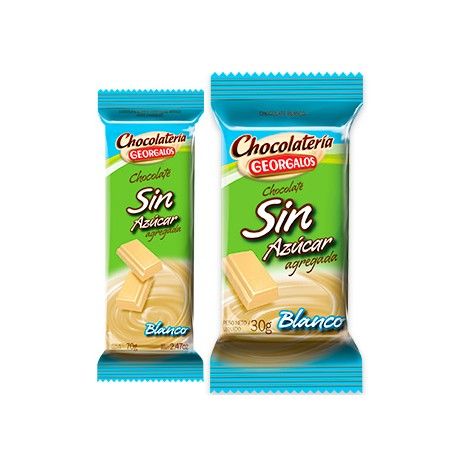 Chocolate Blanco Sin Azucar Agregada - 30 Gr - Georgalos